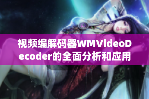 视频编解码器WMVideoDecoder的全面分析和应用探索(1)