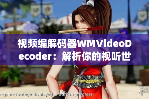 视频编解码器WMVideoDecoder：解析你的视听世界(1)